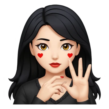 reyna from valorant doing the black heart with her fingers sticker