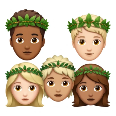 Asians wearing laurel wreaths sticker