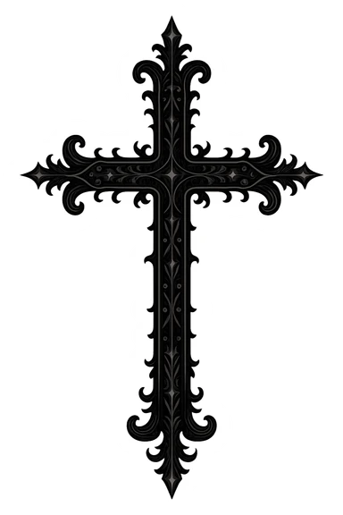 gothic style ornate black goth cross sticker