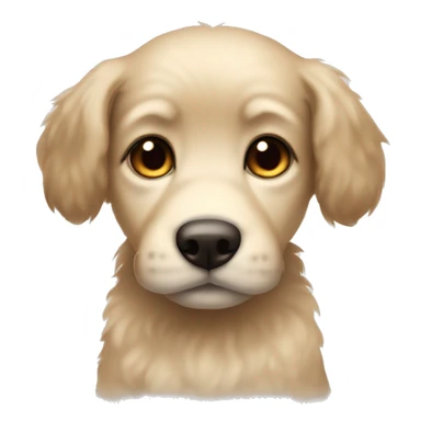 Small beige fluffy puppy with round dark floppy ears and dark snout sticker