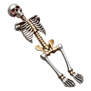 metallic anatomic bones with traces of blood, steel texture, dark dramatic tone, clean background sticker