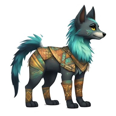 cute cool edgy fantasy animal fursona creature by griffsnuff & LiLaiRa & Falvie with exotic colors with patterns and a spiked collar full body sticker