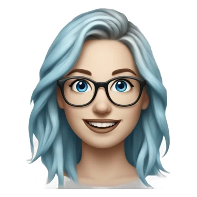 Hyper Realistic Balayage pale beautiful tattooed woman with glasses and blue eyes happy  sticker