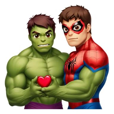 Spider-Man and Hulk wishing everybody a happy Valentine’s Day sticker