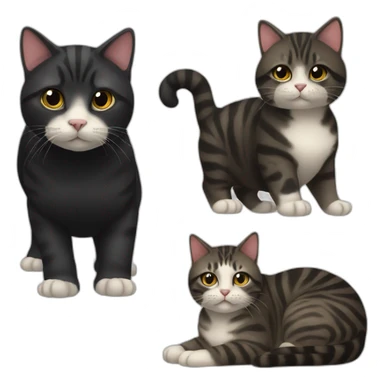 Chubby tabby cat and black cat sticker