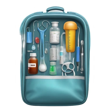 Medical diagnostic bag with instruments inside sticker