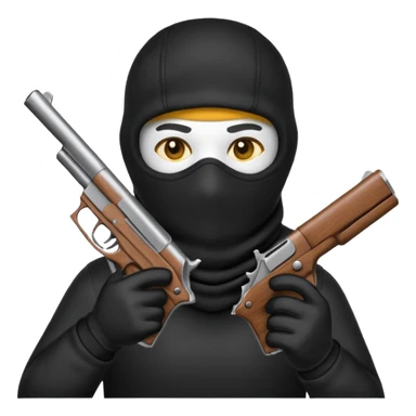 Un emoji con una balaclava negra con una pistola en la mano sticker