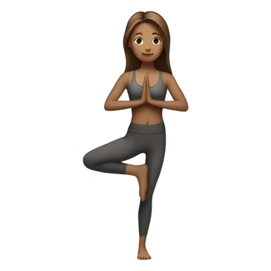 A girl with brown long hair and fair skin is standing in a yoga pose sticker