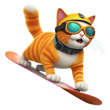 orange cat snowboarding  sticker