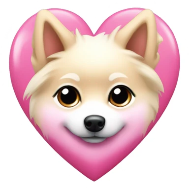White and blonde spots spitz in a pink heart sticker