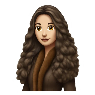 Beautiful Woman Realistic long hair brunette Mob wife big brown fur coat  sticker