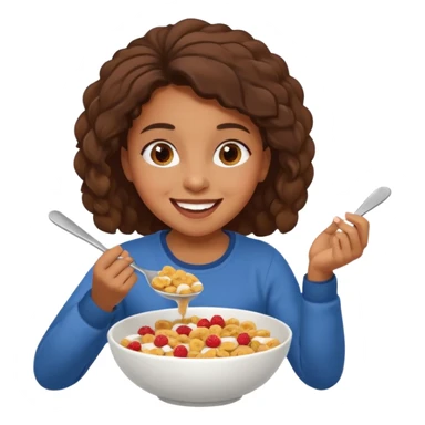 Brown girl eating cereal emoji sticker