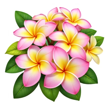 Bouquet of pink and yellow plumeria flowers with hydrangea flowers  sticker