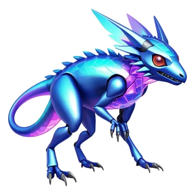  exotic colorful futuristic modern cyber-Fakémon-Digimon-Trico-Vernid-creature sticker