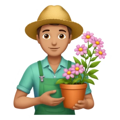 male gardener with flowers sticker