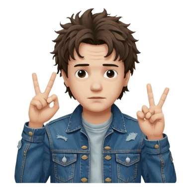 Eddie the freak from stranger things with his iconic hand sign like this "🤟" behind his head sticker