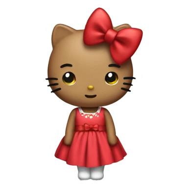 Hello kitty wearing a red dress with a bow sticker