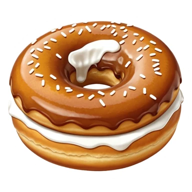 a slovenian traditional donut krof  - a bun with some white sprinkles on top, no hole sticker