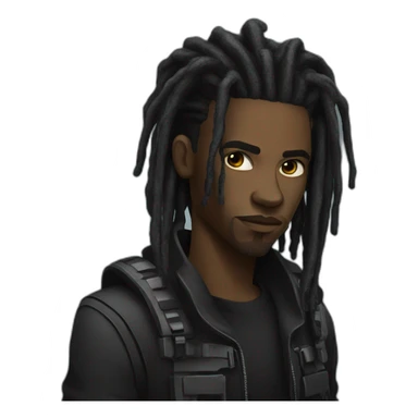 a black cyberpunk guy with dreads sticker