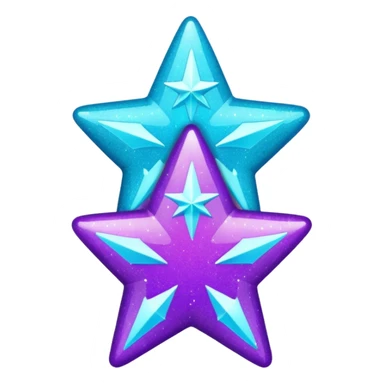 glitter purple and cian 3 stars  sticker