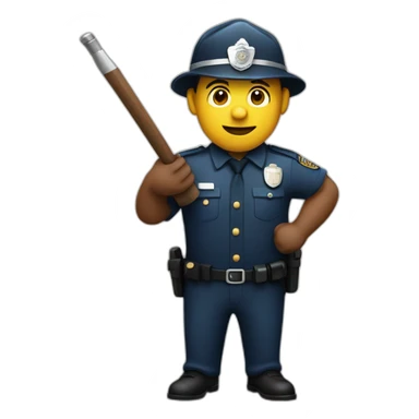 A policeman with a baton in his hand getting ready to strike sticker