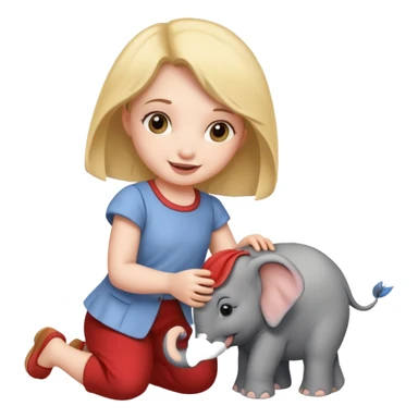 girl playing with elephant sticker