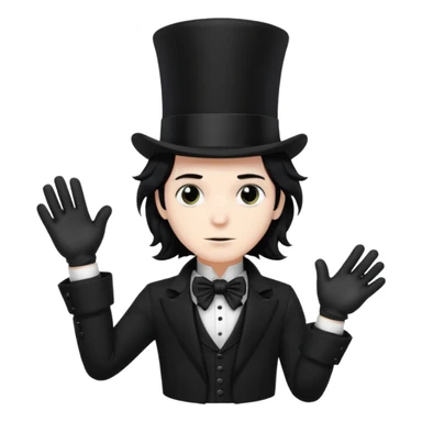 Male Goth with Top Hat
 Wavy shoulder-length hair, white skin, black suit and gloves, pale skin tone. sticker