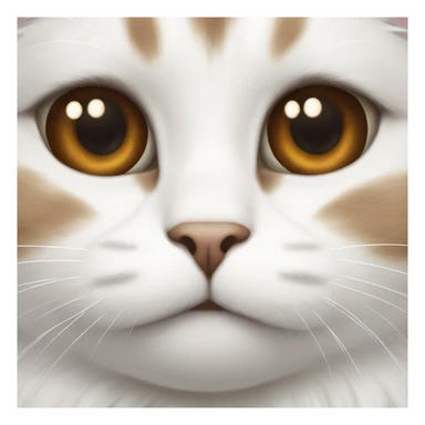 Fluffy white cat with brown tabby on right eye sticker