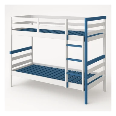 modern bunk bed, white frame with blue highlights, simple and modern look sticker