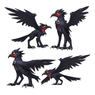 cool edgy black punk red nargacuga-raven-Noivern-cat-animal hybrid Fakemon collar full body sticker