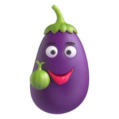 tired face with droopy eyes holding eggplant to mouth sticker