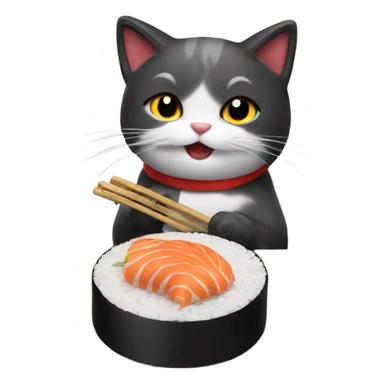 santa cat eating sushi sticker