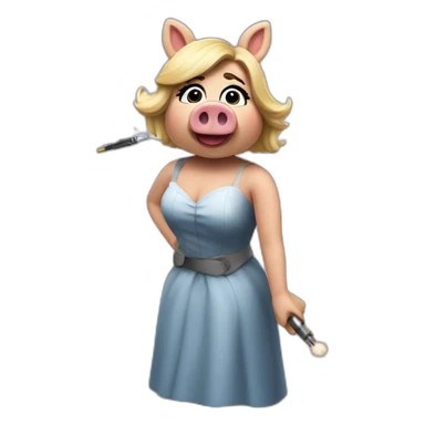 Miss Piggy being injured by a bullet sticker