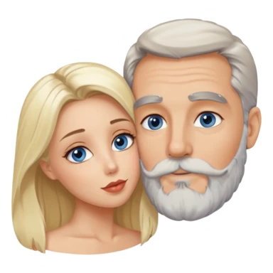 Kissing Man with hazel eyes and gray beard smooching sexy  blonde blue-eyed  woman sticker