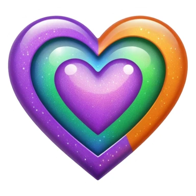 glitter heart with tri-color purple, green, orange sticker