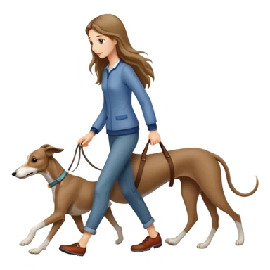 Long-haired girl walking a little greyhound sticker