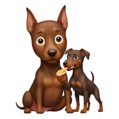 Brown doberman eating bald man sticker