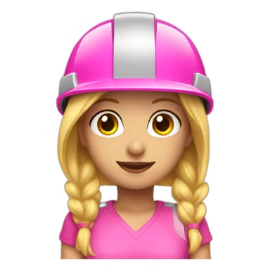 blonde girl in a pink construction material helmet sticker