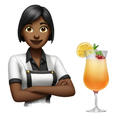 girl bartender shaking a cocktail sticker