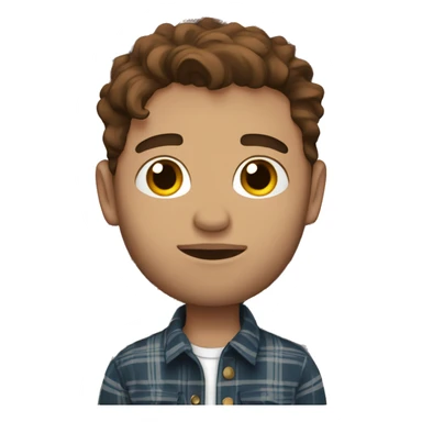 Guy with brown hair and lip piercings with a flannel sticker