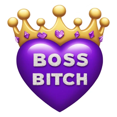 Purple Hearts and crowns with glitter and the words boss bitch sticker