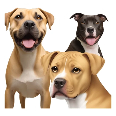 Black mouth cur next to black and white smiling pit bull sticker