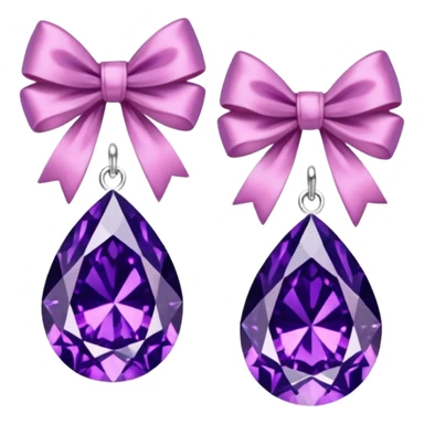 purple diamond earrings with a pink bow sticker