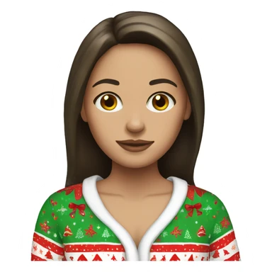 brunette girl with white skin christmas pajamas sticker