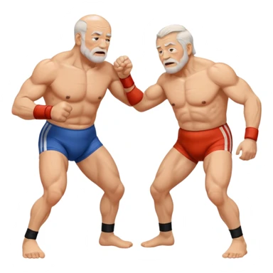 two old men wrestling  sticker