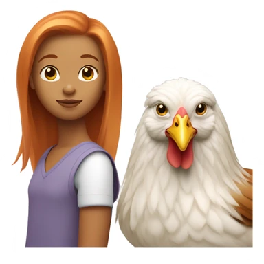 Ginger girl with straight hair and a brahma hen sticker