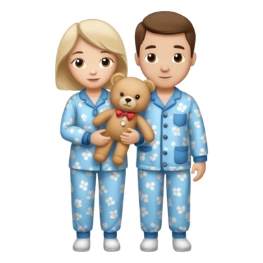 ma and pa kettle wearing pajamas and holding teddy bears sticker