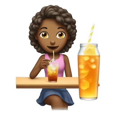 A girl eating ice tea sticker