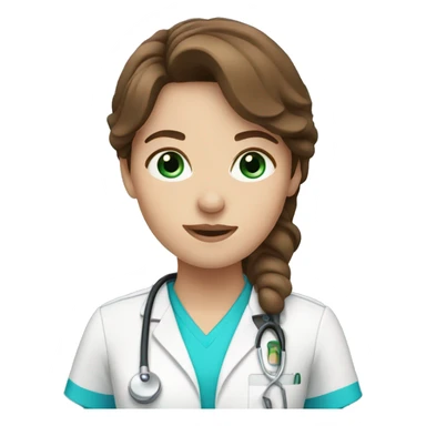 nurse with brown hair and blue eyes sticker