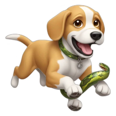 A dog running with a python sticker